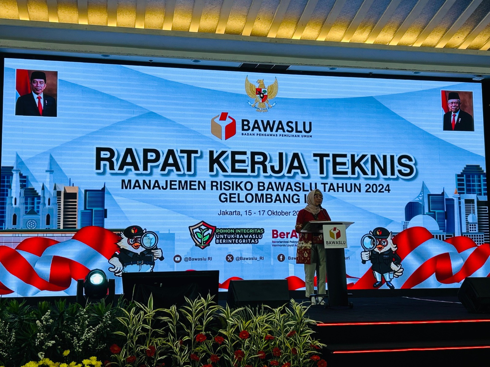 Inspektur Utama Bawaslu RI Rini Wartini saat memberikan sambutan pada pembukaan kegiatan