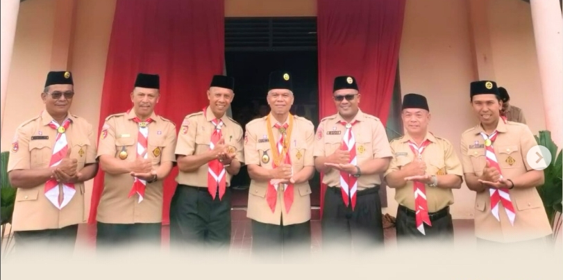 Dapit Alexsander Selaku Anggota Bawaslu Lima Puluh Kota saat menghadiri Muscab Kwartir Cabang 07 Gerakan Pramuka Lima Puluh Kota, (17/2).