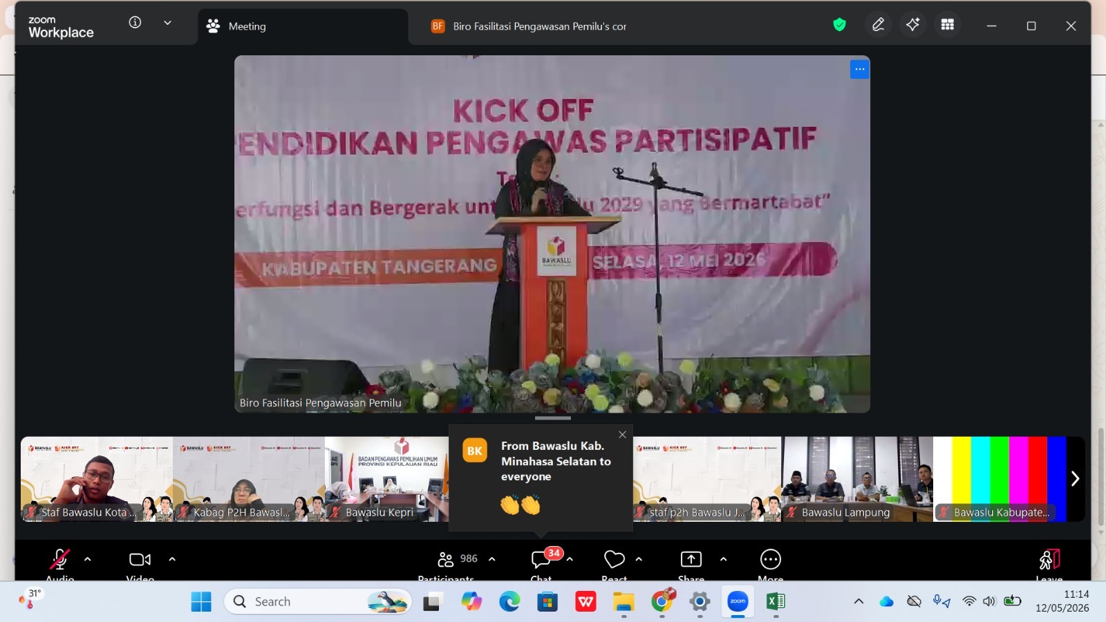 Anggota Bawaslu RI, Lolly Suhenty, saat menyampaikan arahan di kegiatan Kick Off Pendidikan Pengawas Partisipatif (P2P) Tahun 2026 yang diselenggarakan oleh Bawaslu RI secara luring di Kabupaten Tangerang dan diikuti secara daring oleh Bawaslu Provinsi serta Bawaslu Kabupaten/Kota melalui Zoom Meeting, Selasa (12/5).