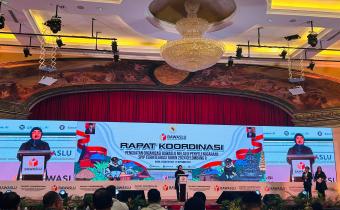 Inspektur Utama Bawaslu RI, Rini Wartini saat memberikan sambutan