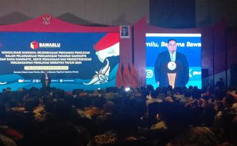 Ketua Bawaslu RI Rahmat Bagja saat memberikan sambutan pada kegiatan