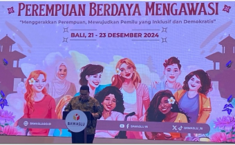 Ketua Bawaslu RI, Rahmat Bagja, saat memberikan sambutan pada pembukaan kegiatan