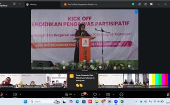 Anggota Bawaslu RI, Lolly Suhenty, saat menyampaikan arahan di kegiatan Kick Off Pendidikan Pengawas Partisipatif (P2P) Tahun 2026 yang diselenggarakan oleh Bawaslu RI secara luring di Kabupaten Tangerang dan diikuti secara daring oleh Bawaslu Provinsi serta Bawaslu Kabupaten/Kota melalui Zoom Meeting, Selasa (12/5).