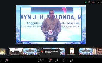 Herwyn J.H Malonda, Anggota Bawaslu RI saat menyampaikan arahan di kegiatan Pemutakhiran Data ASN dalam Rangka Persiapan Manajemen Talenta di Lingkungan Bawaslu yang diselenggarakan oleh Bawaslu Republik Indonesia pada 29 Juli hingga 3 Agustus 2026.